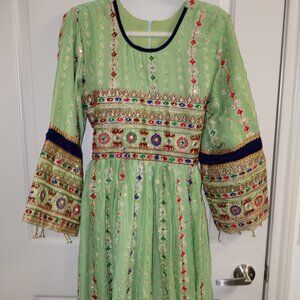 Green Afghan Kuchi Dress Long
